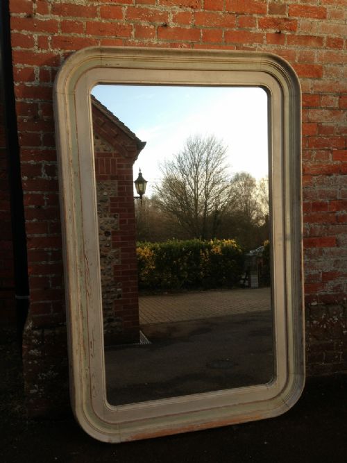 Arge 19th Century French Antique Original Painted Curved Framed Mirror