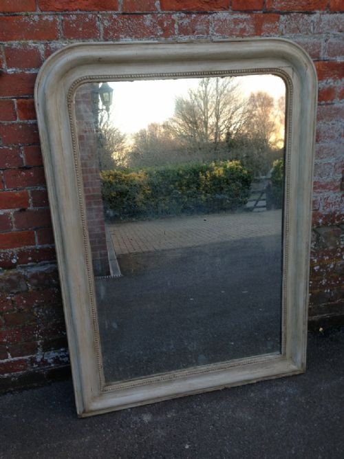 A Large Size 19th Century French Arched Top Painted Mirror.