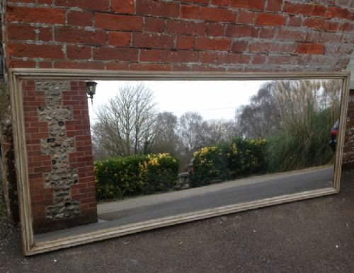 Large Highly Useful Antique French Painted Carved Wood Plain Mirror.