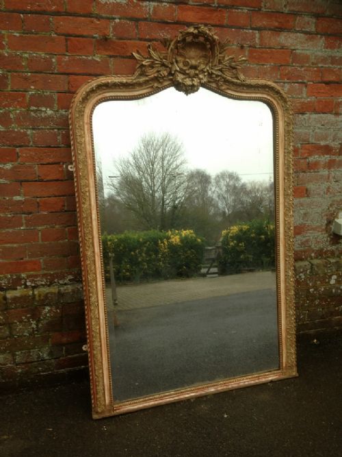 Large Antique 19th Century French Original Gilt Carved Wood Mirror