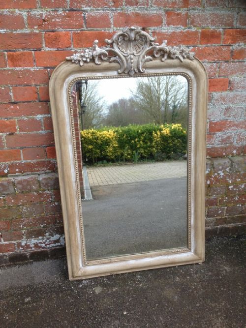A Good and Useful Sie Antique 19th Century French Painted Arched Top Mirror.