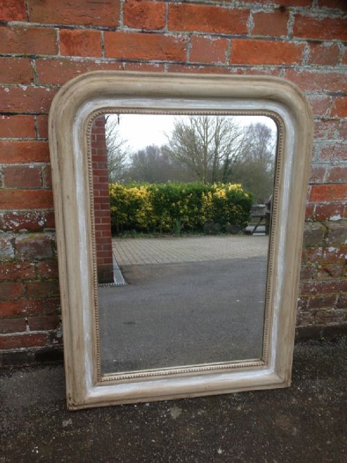 A Useful Sized Antique 19th Century Plain French Arched Top Painted Mirror.