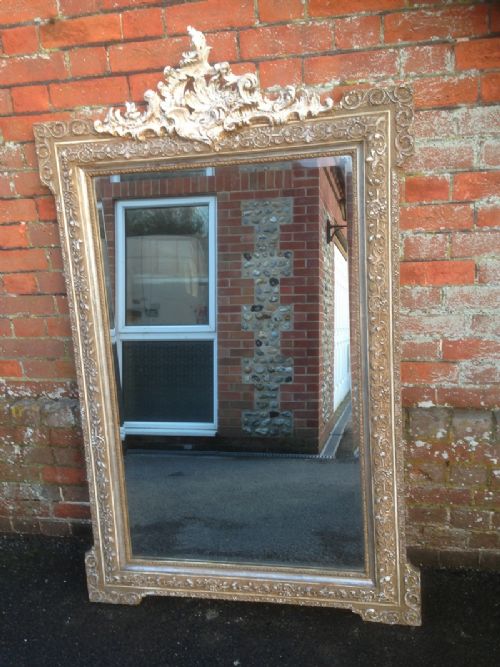 A Stunning Large Antique French 19th Century Carved Wood Mirror