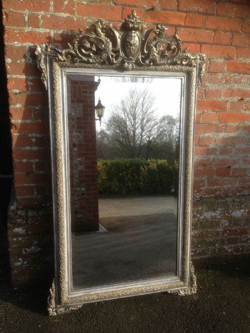 A Stunning Large Antique 19th Century Carved Wood & Gesso Highly Decorative Mirror.