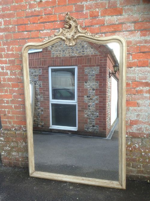 A Large French Antique 19th Century Painted Carved Wood Mirror.