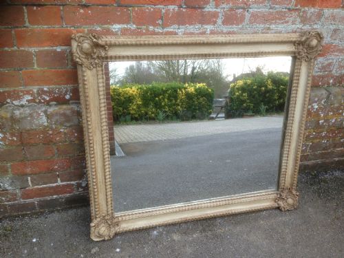 A Very Useful Size and Highly Decorative Early Antique French 19th Century Ribbed Painted Framed Mirror.