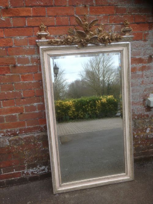 A Stunning French Antique 19th Century Large Cream and Silvered Mirror.