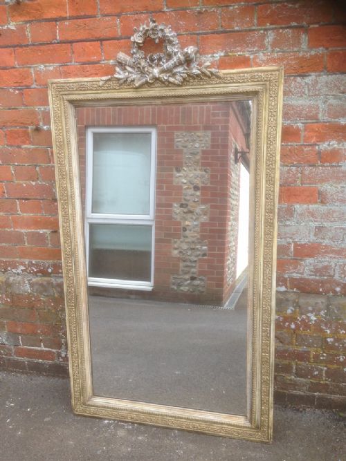 A Large French Decorative Antique 19th Century Cream and Gilt Mirror.