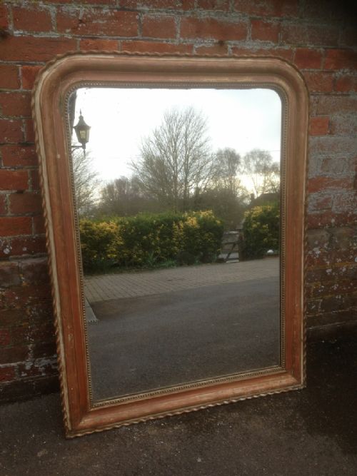 A Useful Size Antique French 19th Century Carved Wood and Gesso Arched Top Mirror