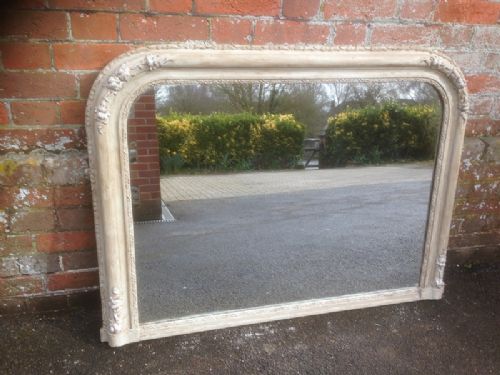 A Highly Decorative Useful Antique 19th Century French Carved Wood Painted Mirror