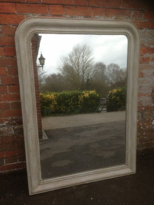 A Good Size Large Antique French 19th Century Painted Arched Top Mirror.