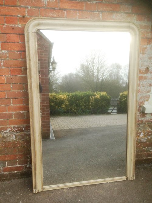 A Highly Useful Good Size Large Antique 19th Century French Painted Arched Top Mirror