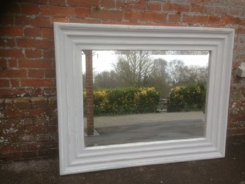A Stunning Painted Ribbed Bevelled Glass French Antique Mirror