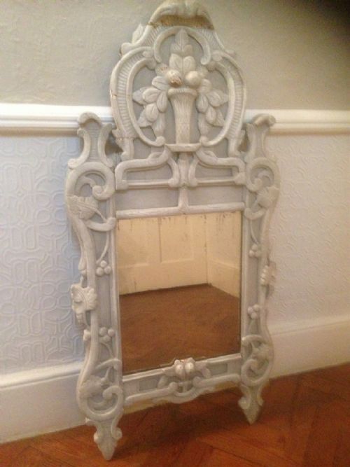A Highly Useful Size Early Antique 19th Century Swedish Painted Wall Mirror