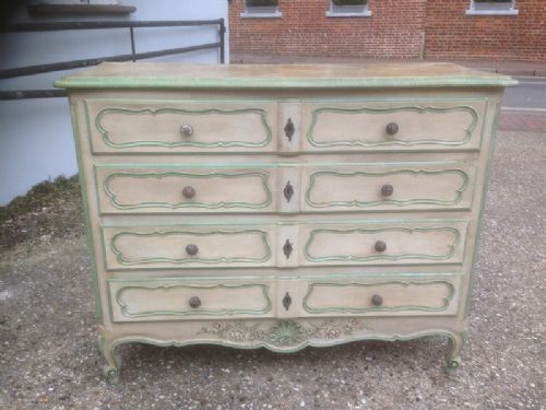 A Stunning Early 20th Century French Original Painted Carved Wood Highly Decorative Chest of Drawers.