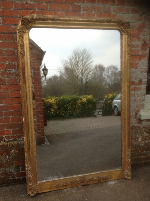 A Fabulous Large Antqiue 19th Century French Original Gilt Carved Wood & Gesso Arched Top Mirror.