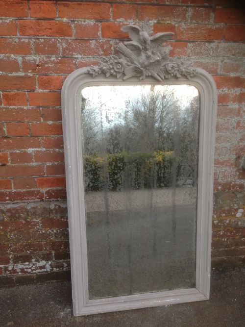 A Wonderful Large Highly Unusual Antique 19th Century French Painted and Distressed Mirror.