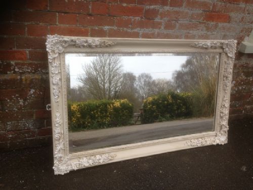 A Stunning Useful Size Highly Decorative Antique 19th Century Carved Wood & Gesso Painted Mirror.
