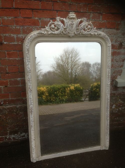 A Good Size Very Decorative Large Antique 19th Century French Carved Wood & Gesso Shaped Arched Top Mirror