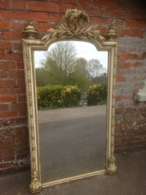A Stunning Large Early Antique 19th Century French Shaped Top Mirror
