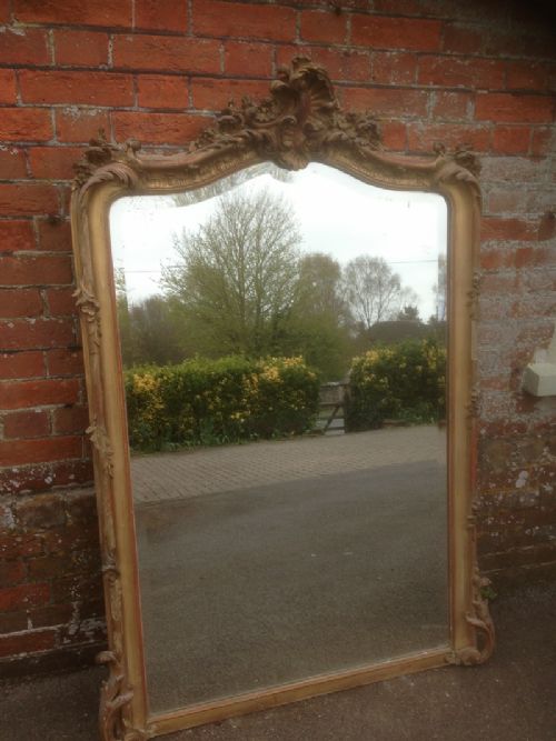 A Wonderful Early Antique 19th Century French Large Carved Wood Distressed Mirror.