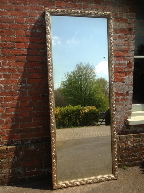A Wonderful Highly Unusual Large Antique 19th Century French Carved Wood & Silvered Mirror.