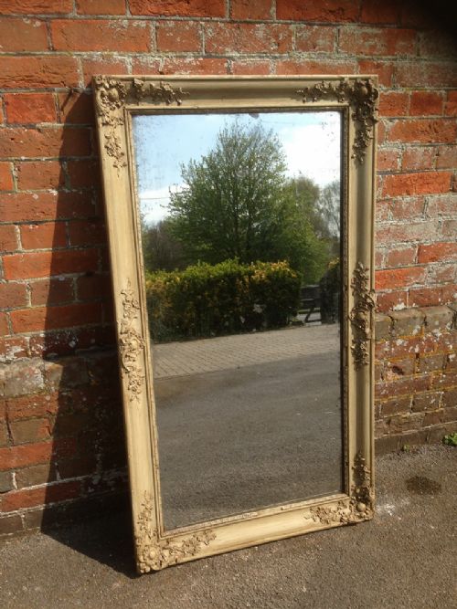 A Highly Useful Size French Antique 19th Century Carved Wood & Gesso Painted Louis Phillippe Mirror.