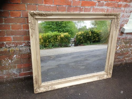 A Very Useful Size Large Antique 19th Century Painted Mirror
