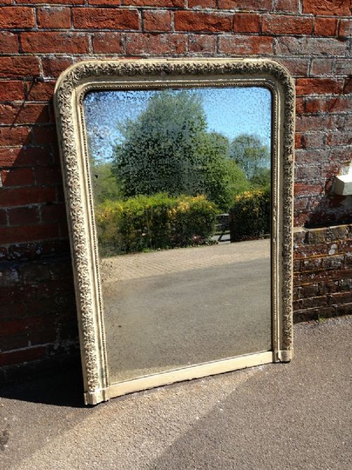 A Good Size Highly Decorative Antique 19th Century French Original Painted Arched Top Mirror