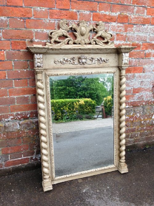 A Highly Decorative Large Antique 19th Century French Painted Barley Twist Mirror.