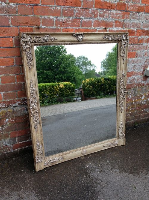 A Highly Useful Size Large Antique 19th Century French Painted Louis Phillippe Mirror.