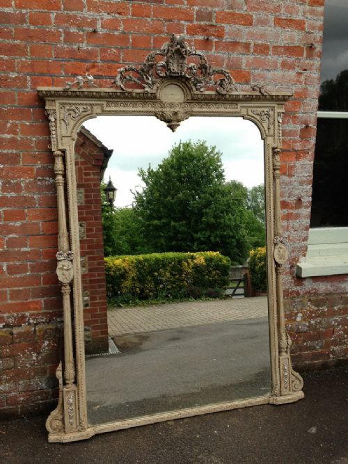 An Exceptionaly Large Stunning Highly Decorative Antqiue 19th Century French Painted Carved Wood & Gesso Mirror.