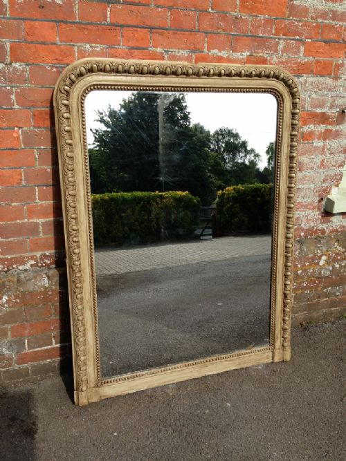 A Highly Decorative Large Antique 19th Century Arched Top Carved Wood & Gesso Painted Mirror.
