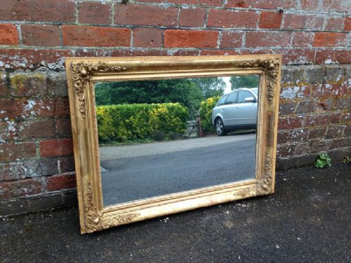 A Useful Size Early Antique French 19th Century Carved Wood and Gesso Louis Phillippe Mirror.