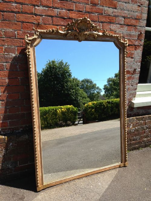 A Stunning Highly Decorative Antique 19th Century French Large Mirror with Ornate Crest.