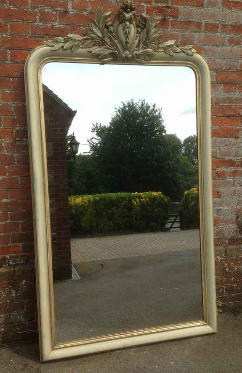 A Stunning Highly Decorative Original Large Antique 19th Century French Painted Mirror