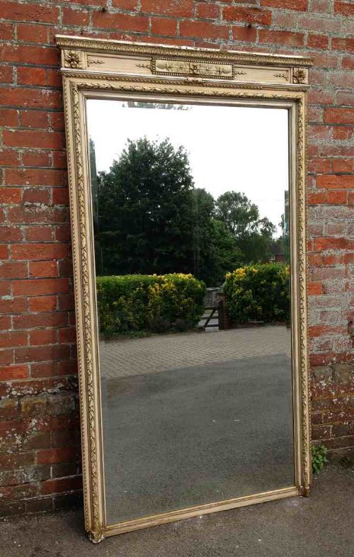 A Wonderful Large Antique 19th Century French Carved Wood & Gesso Original Cream, Gilt and Silver Mirror.