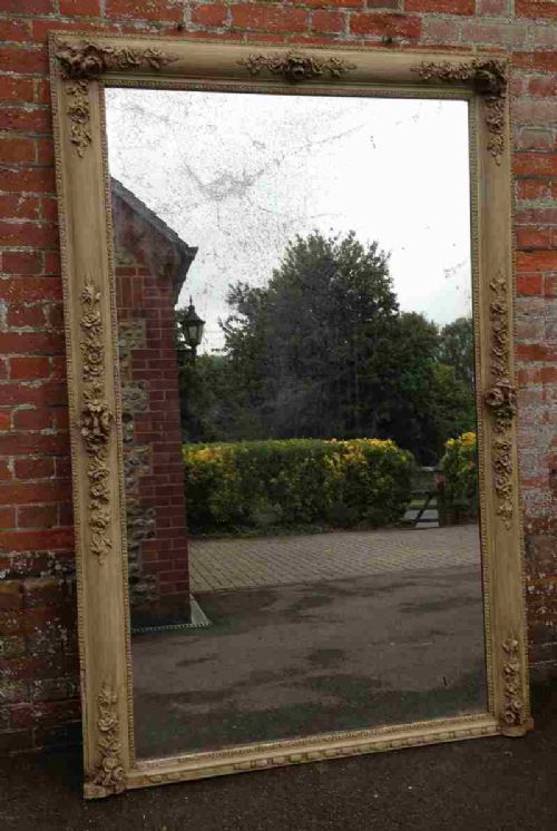 A Stunning Highly Unusual Large Size Antique 19th Century French Painted Mirror