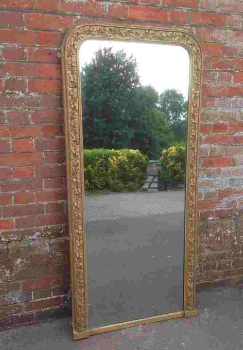 A Large Highly Useful Antiques 19th Century French Carved Wood & Gesso Original Gilt Mirror.
