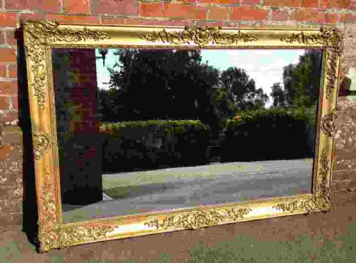 A Large Gilt Very Useful Size Early Antique 19th Century French Louis Phillippe Mirror.