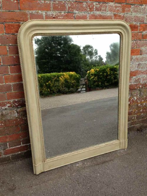 A Very Useful Size Antique French 19th Century Arched Top Painted Mirror