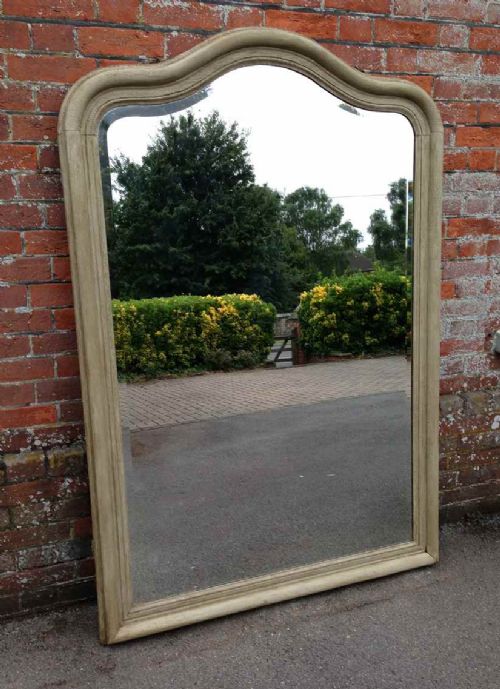 A Large Highly Decorative Antique 19th Century French Plain Arched Shaped Top Painted Mirror.