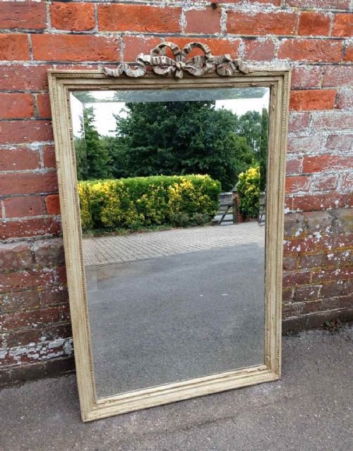 A Fabulous Early Antique 19th Century French Very Useful Size Carved Wood Painted Mirror.