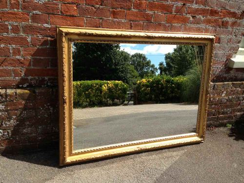 A Very Useful Size Antique 19th Century French Carved Wood & Gesso Gilt Twist & Leaf Framed Mirror.