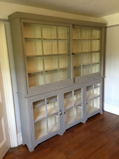 A Higly Decorative Antique Large 19th Century French Painted Housekeepers / Bookcase.