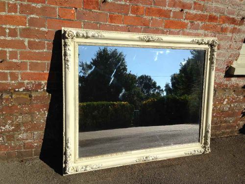 A Wonderful Highly Useful Antique 19th Century French Carved Wood & Gesso Painted Mirror.