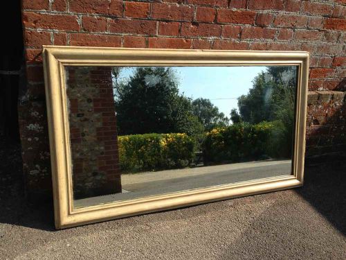 A Very Useful Size Large Antique 19th Century French Plain Painted Carved Wood & Gesso Mirror.