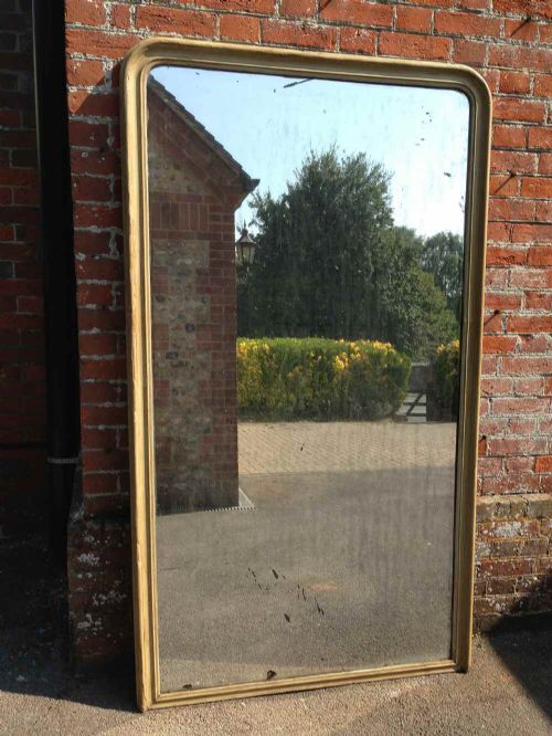A Fabulous Large Antique 19th Century French Arched Top Carved Wood & Gesso Painted Mirror.