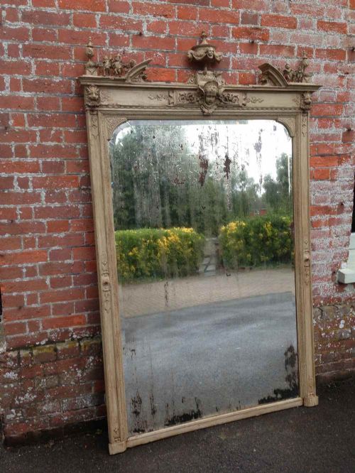 An Absolutely Stunning Highly Unusual Large Antique 19th Century French Carved Wood & Gesso Mirror.