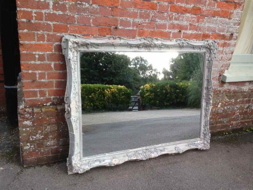 A Stunning Highly Decorative Large Original Antique 19th Century English Carved Wood Painted Mirror.